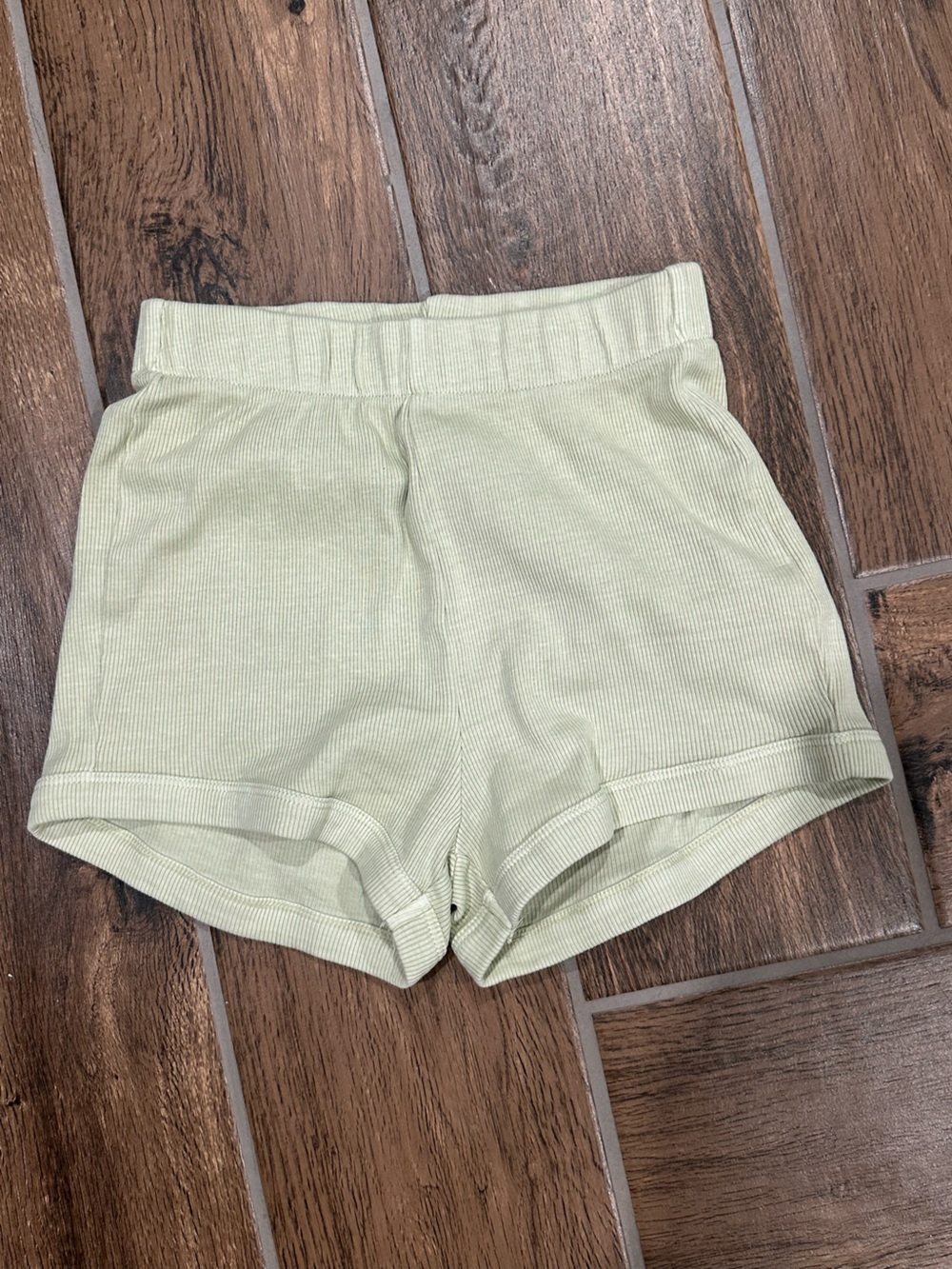 Zara Light Sage Ribbed High-Waist Women’s Shorts